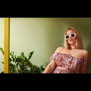 Shein tribal Bardot crop top